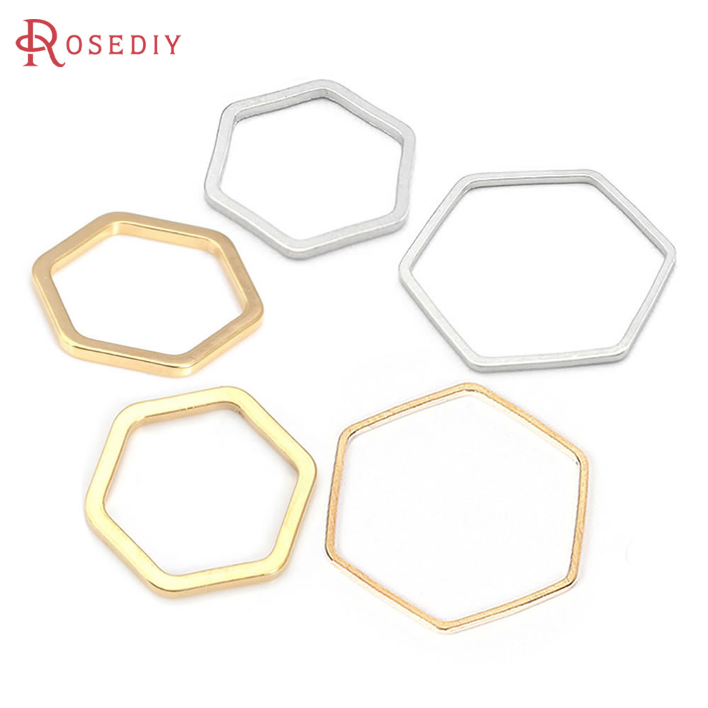 Jewelry Making Closed Jump Rings - Gold Color Imitation Rhodium Color Hexagon