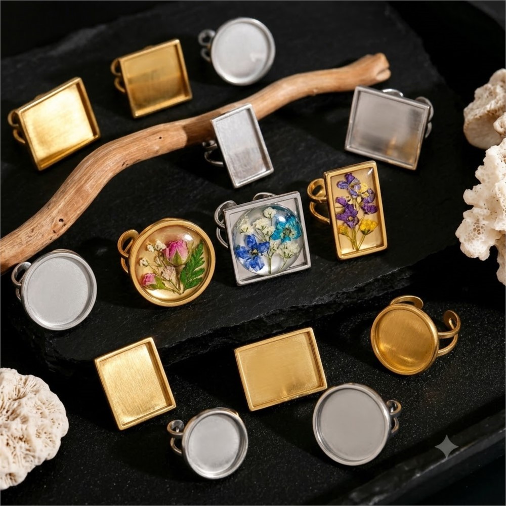 Jewelry Making Resin - 2pcs Stainless Steel Square Flat Blank