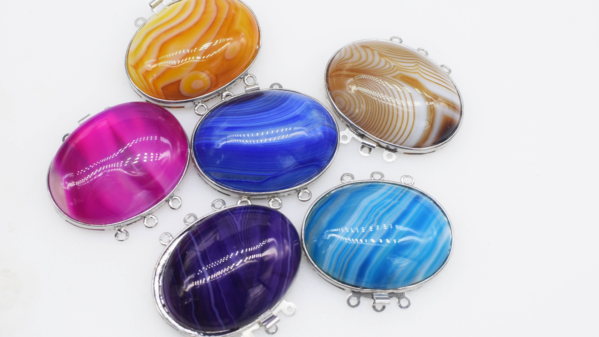 1Piece Multicolor Agate Flat O - Jewelry Making With Stones recension och pris