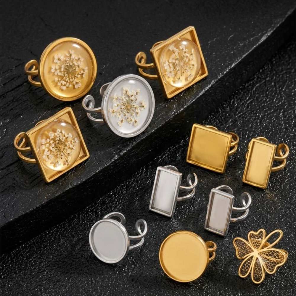 2pcs Stainless Steel Square Fl - Jewelry Making Resin recension och pris