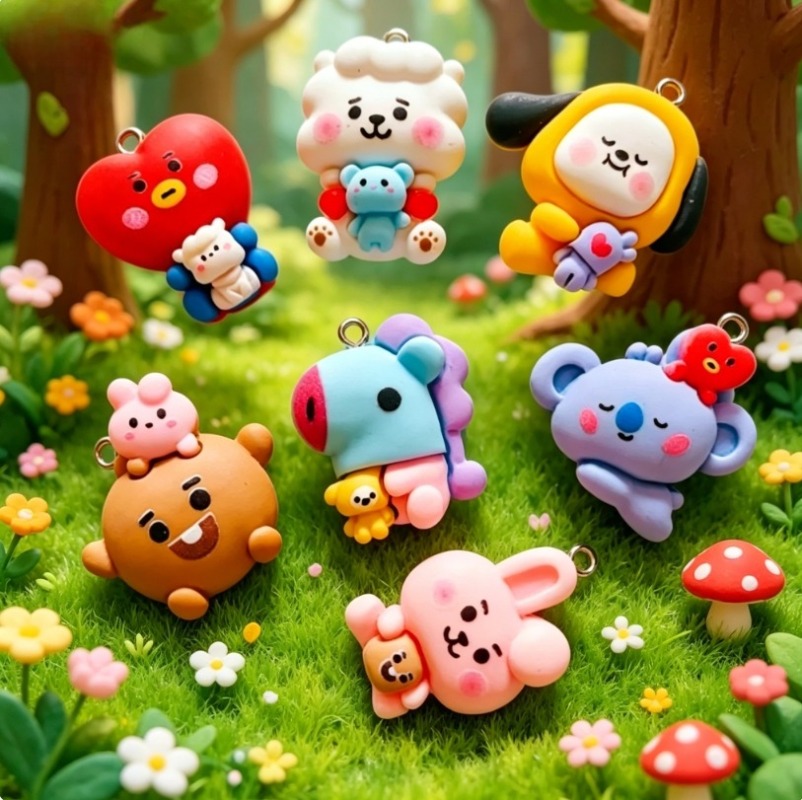 7pcs BT21 Resin Cartoon Charm  - Jewelry Making Resin recension och pris