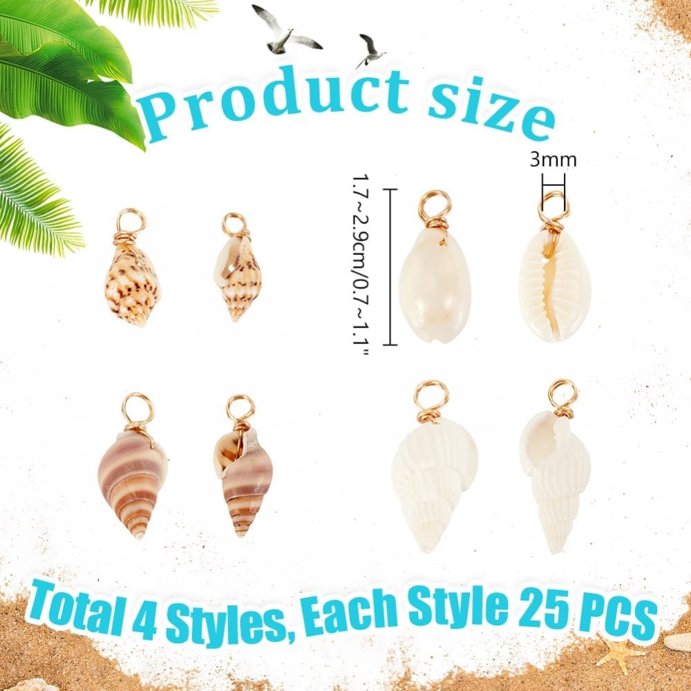 100pcs 4 Styles Natural Shell  - Jewelry Making Online recension och pris