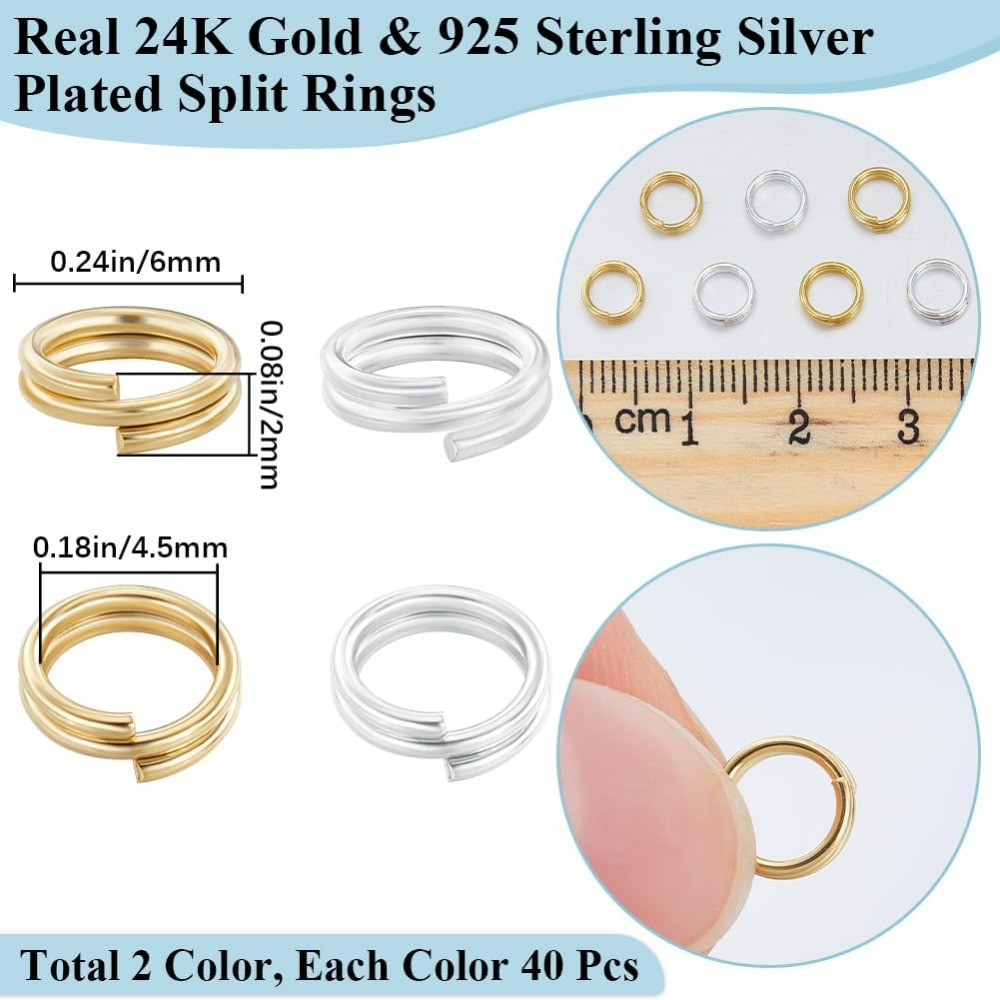 1 Box 80Pcs Split Jump Ring 24 - Jewelry Making Silver recension och pris